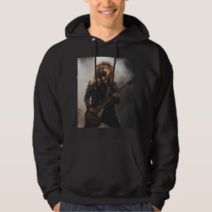 Heavy Metal Roaring Lion Guitarist Hoodie