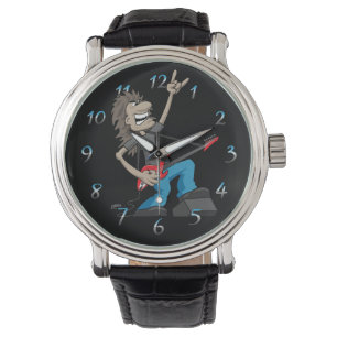 Heavy Metal Rock Guitarist Cartoon Watch