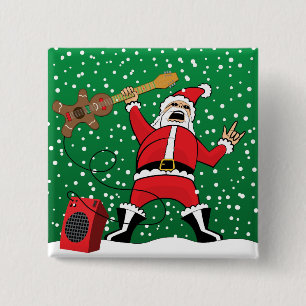 Heavy Metal Santa 15 Cm Square Badge