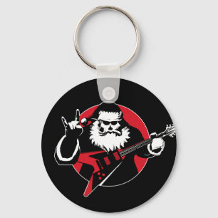 Heavy Metal Santa Claus Playing Guitar Key Ring