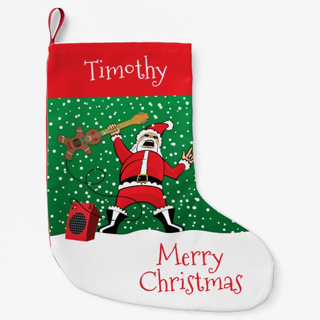 Heavy Metal Santa Small Christmas Stocking (Front)