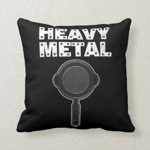 Heavy Metal Shirt Cast Iron Pan Culinary Chef Cook Cushion