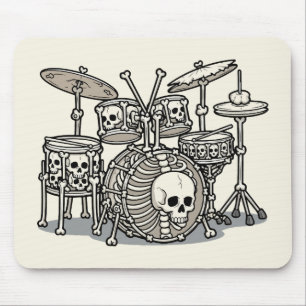 Heavy Metal Skeleton Drum Kit Mouse Mat