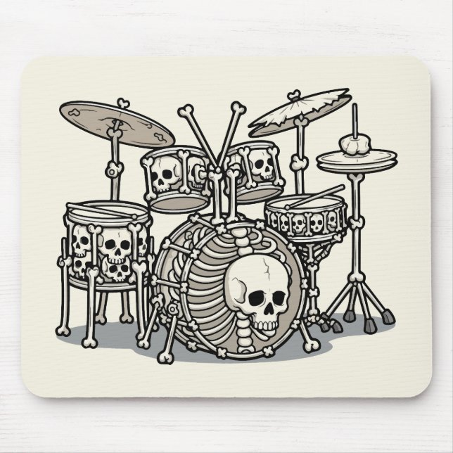 Heavy Metal Skeleton Drum Kit Mouse Mat (Front)