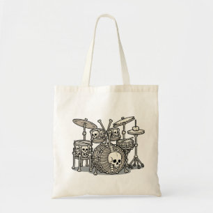Heavy Metal Skeleton Drum Kit Tote Bag