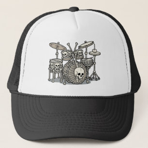 Heavy Metal Skeleton Drum Kit Trucker Hat