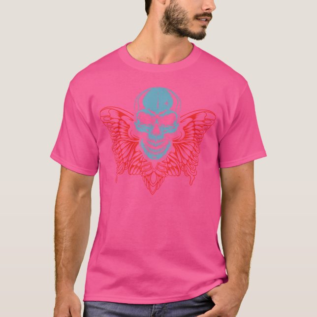 Heavy Metal Skull Butterfly T-Shirt (Front)