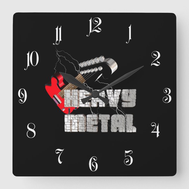 Heavy metal square wall clock (Front)