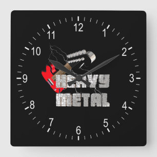 Heavy metal square wall clock