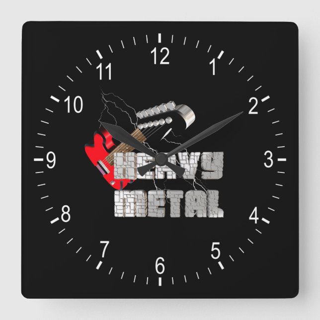 Heavy metal square wall clock (Front)