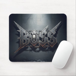Heavy Metal Style BOSS Skull and Barbed Wire Mouse Mat