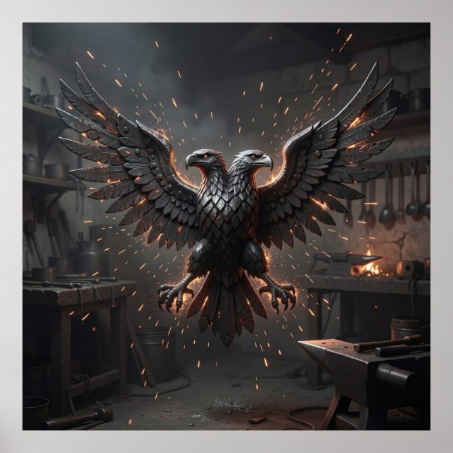 Heavy Metal Texture Blacksmith Eagle Relic Wall Ar Poster (Front)