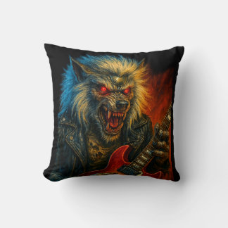 Heavy-Metal Wolve playing Guitar Cushion