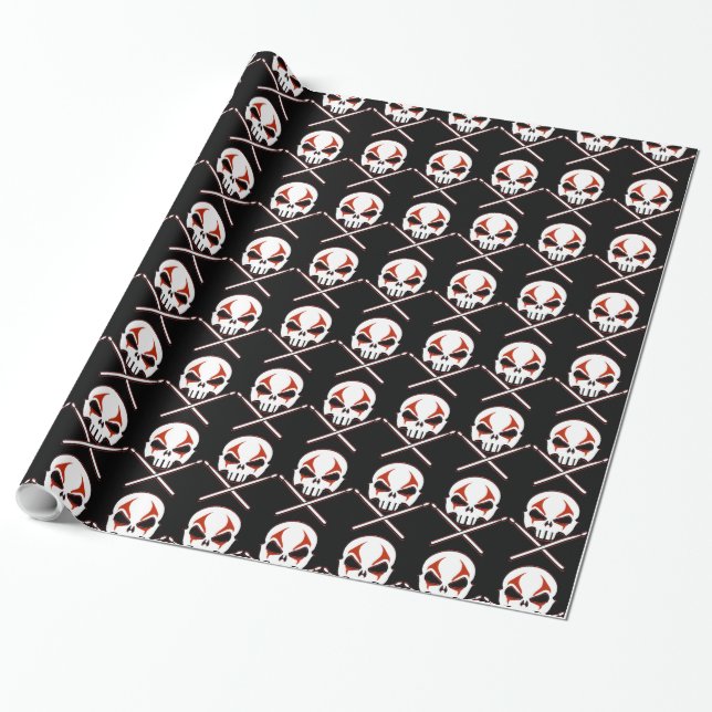 Heavy Metal Wrapping Paper Rock Drummer Gift Paper (Unrolled)
