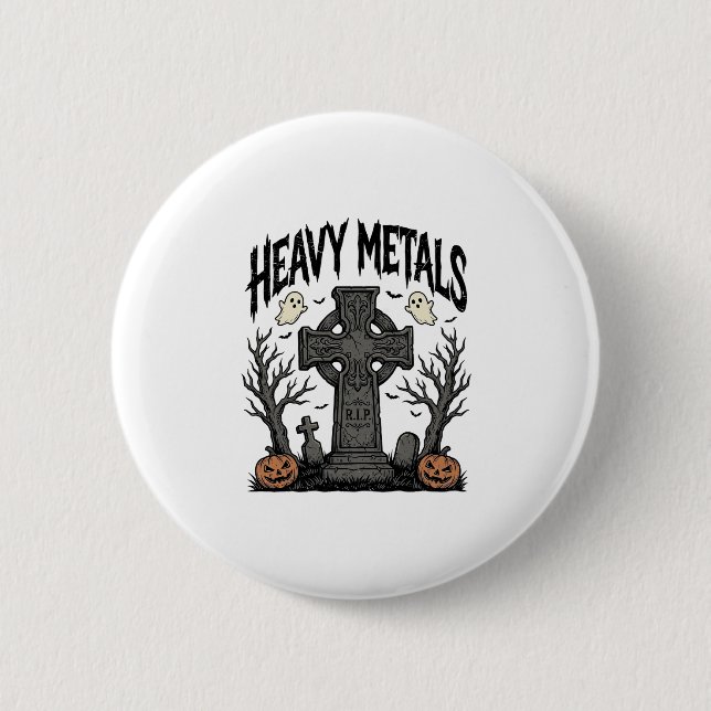 Heavy Metals Halloween Graveyard Vector Design_1 6 Cm Round Badge (Front)