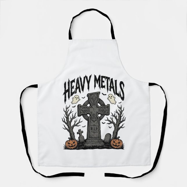 Heavy Metals Halloween Graveyard Vector Design_1 Apron (Front)