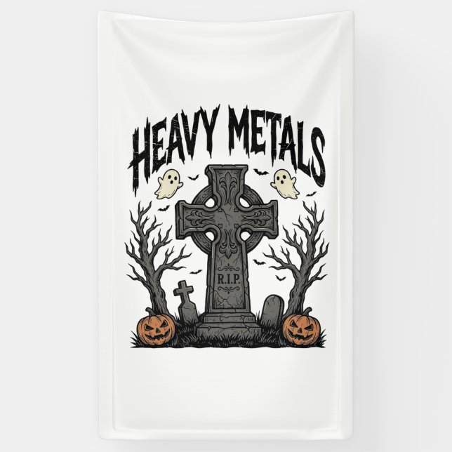Heavy Metals Halloween Graveyard Vector Design_1 Banner (Vertical)