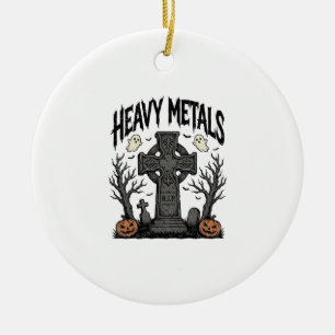Heavy Metals Halloween Graveyard Vector Design_1 Ceramic Tree Decoration