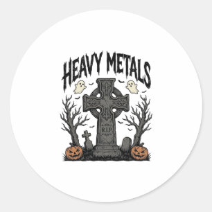 Heavy Metals Halloween Graveyard Vector Design_1 Classic Round Sticker