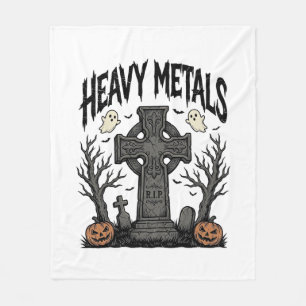 Heavy Metals Halloween Graveyard Vector Design_1 Fleece Blanket