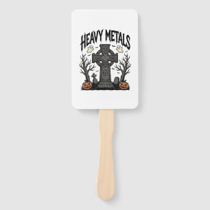 Heavy Metals Halloween Graveyard Vector Design_1 Hand Fan