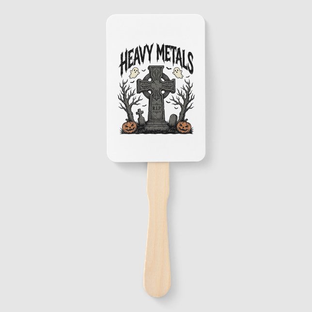 Heavy Metals Halloween Graveyard Vector Design_1 Hand Fan (Front)