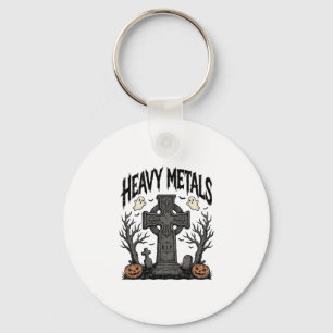 Heavy Metals Halloween Graveyard Vector Design_1 Key Ring