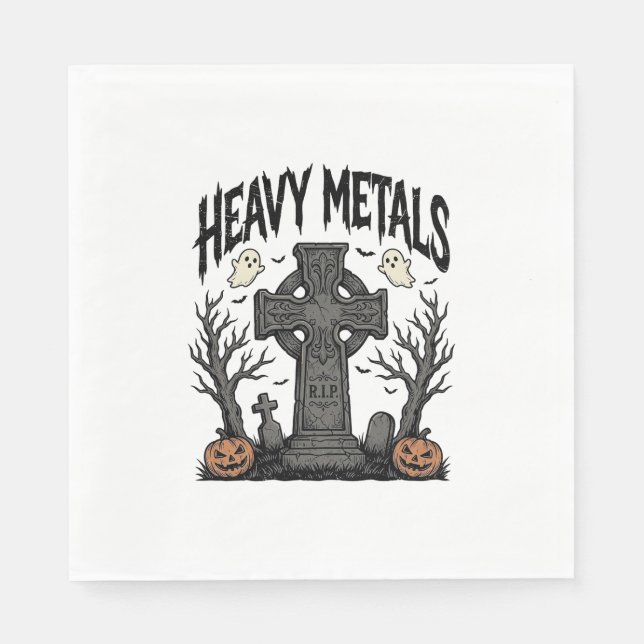 Heavy Metals Halloween Graveyard Vector Design_1 Napkin (Front)