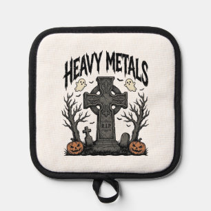 Heavy Metals Halloween Graveyard Vector Design_1 Pot Holder