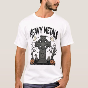 Heavy Metals Halloween Graveyard Vector Design_1 T-Shirt