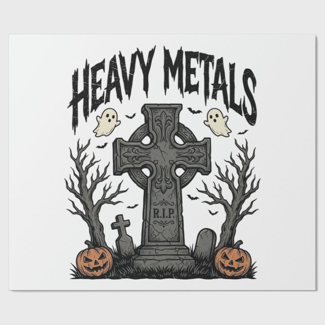 Heavy Metals Halloween Graveyard Vector Design_1 Wrapping Paper (Flat)