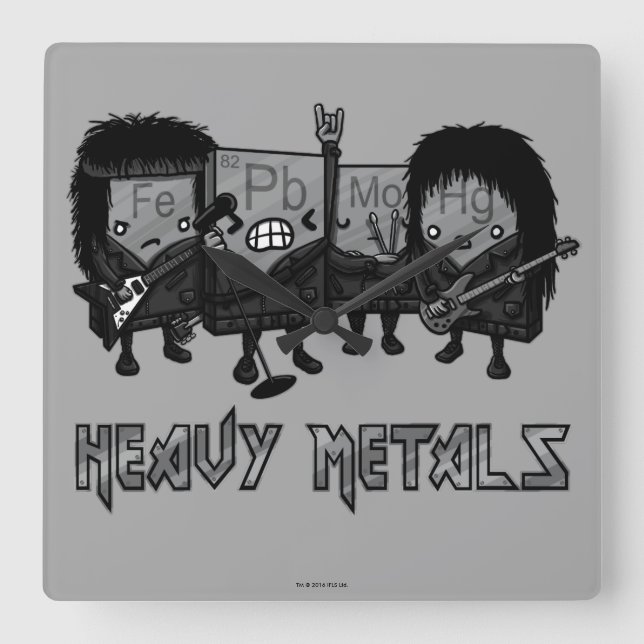 Heavy Metals Square Wall Clock (Front)