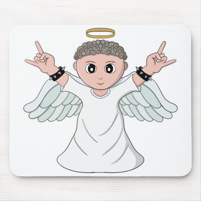 Heavy Music Loving Angel Mouse Mat (Front)