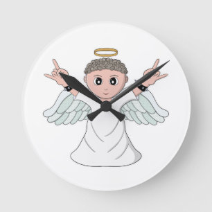 Heavy Music Loving Angel Round Clock