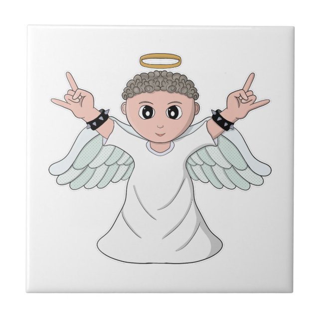 Heavy Music Loving Angel Tile (Front)
