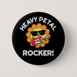 Heavy Petal Rocker Funny Flower Pun Dark BG 6 Cm Round Badge