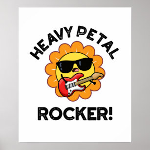 Heavy Petal Rocker Funny Heavy Metal Flower Pun Poster