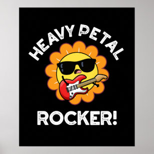 Heavy Petal Rocker Funny Music Flower Pun Dark BG Poster