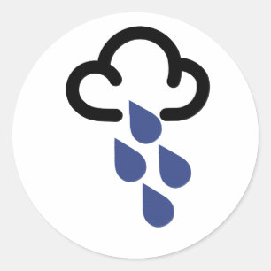 Heavy Rain: Retro weather forecast symbol Classic Round Sticker