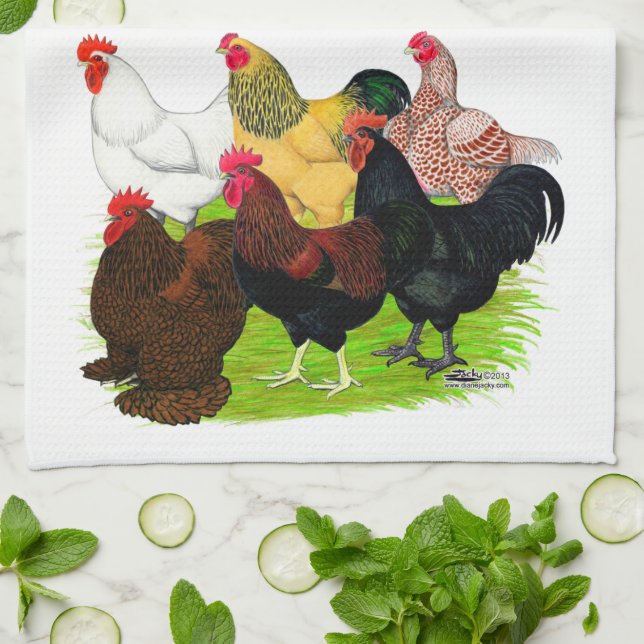 Heavy Rooster Assortment Tea Towel (Folded)