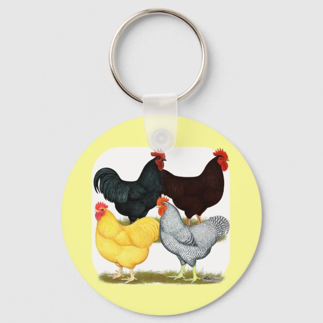 Heavy Rooster Chicken Quartet Key Ring (Front)