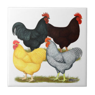 Heavy Rooster Chicken Quartet Tile