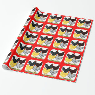 Heavy Rooster Chicken Quartet Wrapping Paper