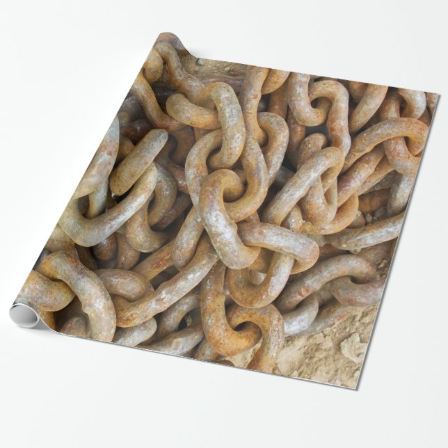 Heavy Rusted Metal Chain Wrapping Paper (Unrolled)