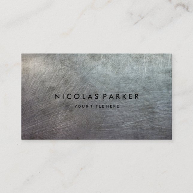 Heavy Scratched Brushed Metal Texture Business Card (Front)