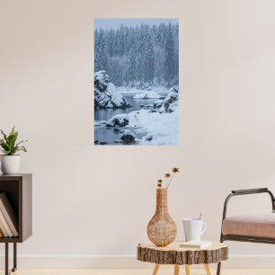 Heavy snow fall lake Fusine, Italy Poster