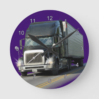 Heavy Transport Black Cargo Truck Art Wall Clock