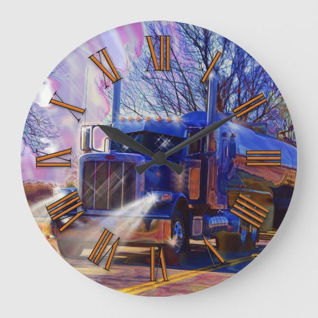 Heavy Transport Blue Tanker Truck Wall Clock (Front)