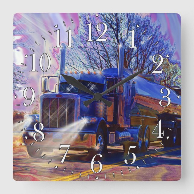 Heavy Transport Blue Tanker Truck Wall Clock (Front)
