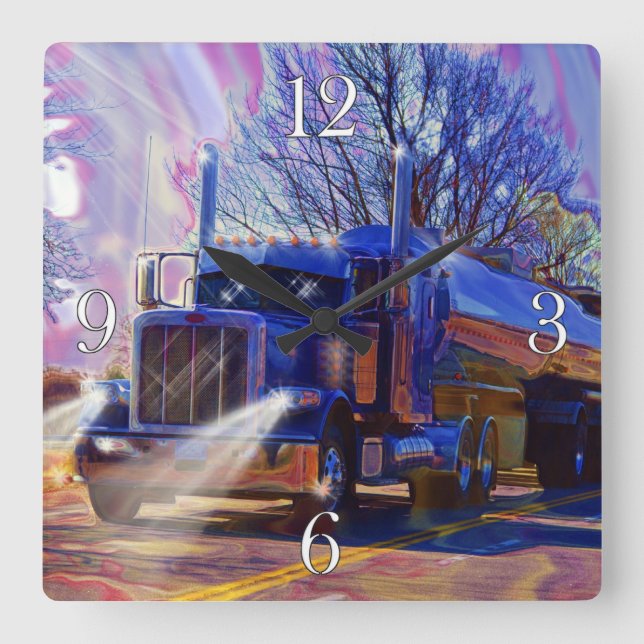 Heavy Transport Blue Tanker Truck Wall Clock (Front)